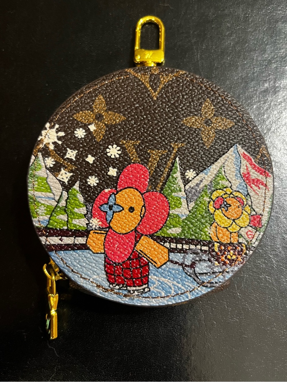 Louis. Vuitton. Vivienne. Limited Edition Holiday Ice Skating Round Zipper Pouch